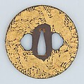 Sword Guard (Tsuba), Iron, gold, copper, Japanese