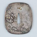 Sword Guard (Tsuba), Copper-gold alloy (shakudō), silver, gold, copper, Japanese