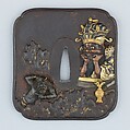 Sword Guard (Tsuba), Iron, gold, copper, copper-silver alloy (shibuichi), silver, Japanese