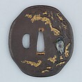 Sword Guard (Tsuba), Iron, copper-gold alloy (shakudō), silver, gold, copper, Japanese