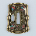 Sword Guard (Tsuba), Copper alloy (sentoku), enamel, copper, Japanese