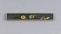 Knife Handle (Kozuka), Copper-gold alloy (shakudō), gold, Japanese
