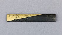 Knife Handle (Kozuka), Copper-silver alloy (shibuichi), gold, Japanese