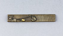 Knife Handle (Kozuka), Copper-silver alloy (shibuichi), gold, Japanese