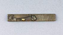 Knife Handle (Kozuka), Copper-silver alloy (shibuichi), gold, Japanese