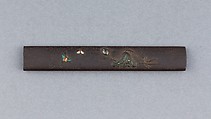 Knife Handle (Kozuka), Iron, copper-silver alloy (shibuichi), enameled cloisonné (shippō), copper-gold alloy (shakudō), Japanese
