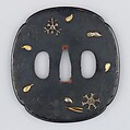 Sword Guard (Tsuba), Copper-gold alloy (shakudō), silver, gold, copper, Japanese