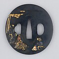 Sword Guard (Tsuba), Copper-gold alloy (shakudō), gold, silver, copper, copper-silver alloy (shibuichi), Japanese