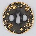 Sword Guard (Tsuba), Copper-gold alloy (shakudō), gold, silver, copper, Japanese
