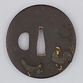 Sword Guard (Tsuba), Iron, copper-silver alloy (shibuichi), gold, copper, Japanese