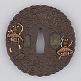 Sword Guard (Tsuba), Iron, copper, gold, Japanese