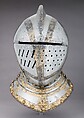 Close-Helmet for the Field, Martin Schmidt (German, active ca. 1594), Steel, gold, brass, German, possibly Augsburg