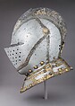 Close-Helmet for the Field, Martin Schmidt (German, active ca. 1594), Steel, gold, brass, German, possibly Augsburg