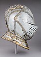Close-Helmet for the Field, Martin Schmidt (German, active ca. 1594), Steel, gold, brass, German, possibly Augsburg
