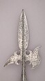 Halberd, Steel, wood, textile, metallic thread, German