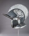 Burgonet for the Guard of the Counts Khevenhüller zu Aichelberg, Steel, lead, paint, leather, German