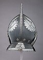 Burgonet for the Guard of the Counts Khevenhüller zu Aichelberg, Steel, lead, paint, leather, German
