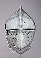 Close Helmet for the Tourney, Ornament copied from a design by Daniel Hopfer (German, Kaufbeuren 1471–1536 Augsburg), Steel, leather, brass, Austrian, Innsbruck