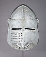 Visored Bascinet, Steel, brass, iron, copper alloy (latten), leather (modern), German
