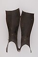 Pair of Greaves, Steel, leather, Italian