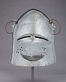 Visored Bascinet, Steel, brass, leather, German