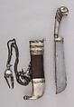 Dagger (Pichangatti) with Sheath, Steel, silver, wood, coral, ruby, Indian, Kodagu (Coorg)