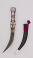 Dagger with Sheath, Steel, enamel, stone, leather, silver, textile, Iranian