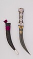 Dagger with Sheath, Steel, enamel, stone, leather, silver, textile, Iranian