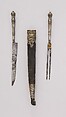 Knife and Fork with Sheath, Silver, leather, steel, Sri Lankan