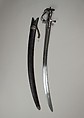 Sword (Talwar) with Scabbard, Steel, silver, leather, Indian