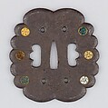 Sword Guard (Tsuba), Iron, enameled cloisonné (shippō), gold, Japanese