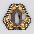 Sword Guard (Tsuba), Iron, gold, copper, Japanese