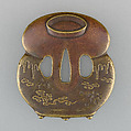 Sword Guard (Tsuba), Copper alloy (sentoku), gold, copper, Japanese