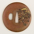 Sword Guard (Tsuba), Copper, gold, Japanese