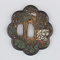 Sword Guard (Tsuba), Copper, enameled cloisonné (shippō), copper-gold alloy (shakudō), Japanese
