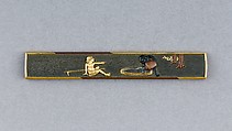 Knife Handle (Kozuka), Copper-gold alloy (shakudō), gold, copper, Japanese