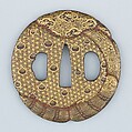 Sword Guard (Tsuba), Iron, gold (nunome-zōgan), copper, Japanese