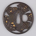 Sword Guard (Tsuba), Iron, gold, silver, copper, Japanese