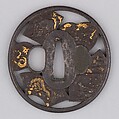 Sword Guard (Tsuba), Iron, gold, silver, copper, Japanese
