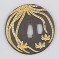 Sword Guard (Tsuba), Iron, gold, copper, Japanese