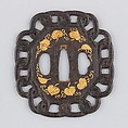 Sword Guard (Tsuba), Iron, gold, copper, Japanese