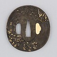 Sword Guard (Tsuba), Copper-silver alloy (shibuichi), gold, copper, Japanese