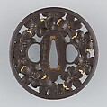 Sword Guard (Tsuba), Iron, gold, copper, Japanese