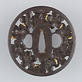Sword Guard (Tsuba), Iron, gold, copper, Japanese