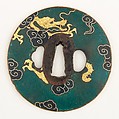 Sword Guard (Tsuba), Copper, gold, copper-gold alloy (shakudō), enamel, Japanese