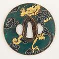 Sword Guard (Tsuba), Copper, gold, copper-gold alloy (shakudō), enamel, Japanese