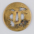 Sword Guard (Tsuba), Copper alloy, silver, copper-gold alloy (shakudō), copper, Japanese