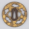 Sword Guard (Tsuba), Iron, gold, copper, Japanese
