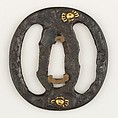 Sword Guard (Tsuba), Iron, gold, Japanese