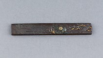 Knife Handle (Kozuka), Iron, gold, copper-silver alloy (shibuichi), Japanese
